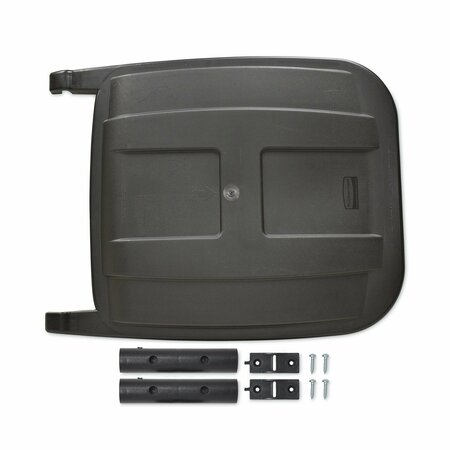 RUBBERMAID COMMERCIAL Rollout Container Replacement Lid, 50 Gallon, 24 x 28.5 x 2.5, Black FG9W27L2BLA